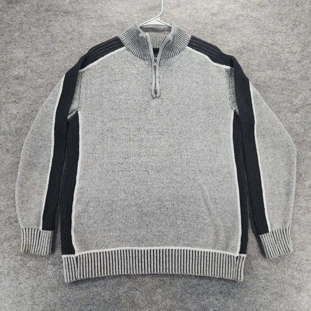 BKE Buckle Sweater Mens Large Long Sleeve Gray 1/4 Zip Athletic Fit